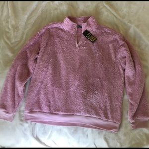 Women’s plush pink half zip sweater